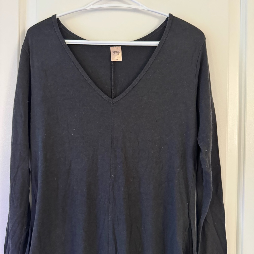 Smash + Tess Friday Romper Black V-Neck Long Sleeve One Piece Size Small - Picture 4 of 16